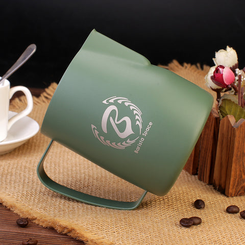 BARISTASPACE STAINLESS STEEL LATTE ART MILK JUG TEFLON GREEN