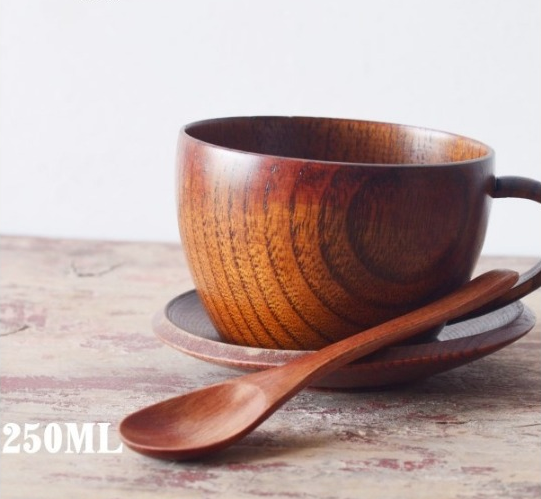 200ML Wooden Espresso Coffee Cup Jujube Wood Milk Mug+Spoon+cup