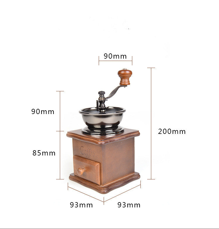 Coffee Bean Grinder Coffee Maker Mill Manual Hand Crank Wooden