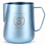 Barista Space Titanium Forge 600ml Milk Pitcher | 99.9% Pure Titanium, Natural Ice-Crystal Finish, Zero Coating
