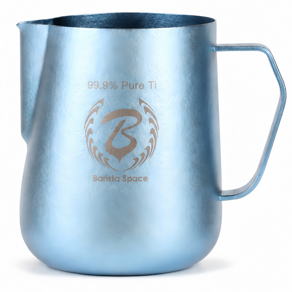 Barista Space Titanium Forge 600ml Milk Pitcher | 99.9% Pure Titanium, Natural Ice-Crystal Finish, Zero Coating