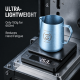 Barista Space Titanium Forge 600ml Milk Pitcher | 99.9% Pure Titanium, Natural Ice-Crystal Finish, Zero Coating