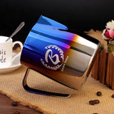 BARISTASPACE 1.0 COFFEE STAINLESS STEEL POLISHED TITANIUM LATTE ART MILK JUG Half Blue
