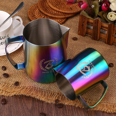 Rainbow Stainless Steel Milk Frothing Jug - 350ml | EspressoWorks