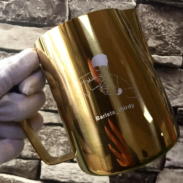 Gold Milk Pitcher with customized Logo For Baristas