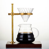 Alternative Height Copper Filter Coffee Brewing Holder with Solid Wood Base