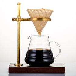 Alternative Height Copper Filter Coffee Brewing Holder with Solid Wood Base