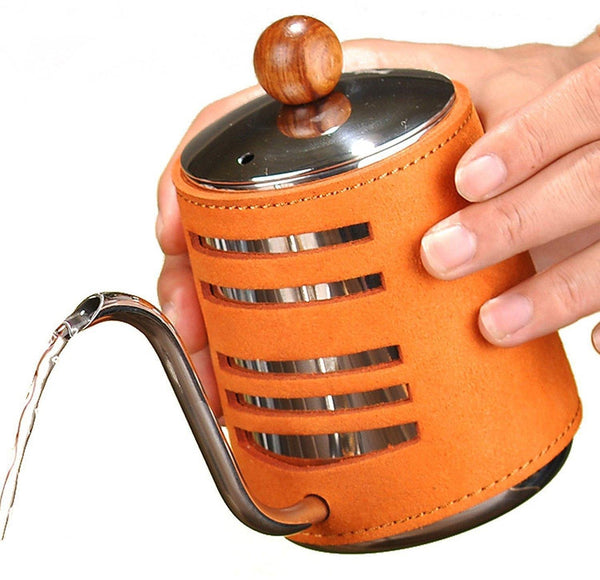 Pour Over Coffee Hand-Free Drip Kettle with Leather Wrapped