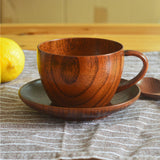 200ML Wooden Espresso Coffee Cup Jujube Wood Milk Mug+Spoon+cup saucer Set