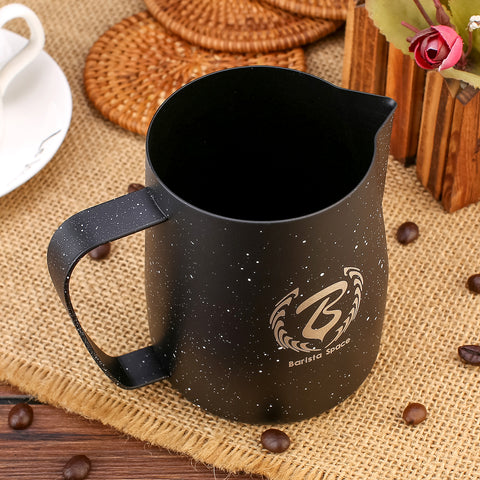  Coffee Latte Cup, Coffee Accessory 304 Stainless Steel Latte  Art Pitcher, for Restaurant Home Cafe Hotel(350ML black-304): Home & Kitchen