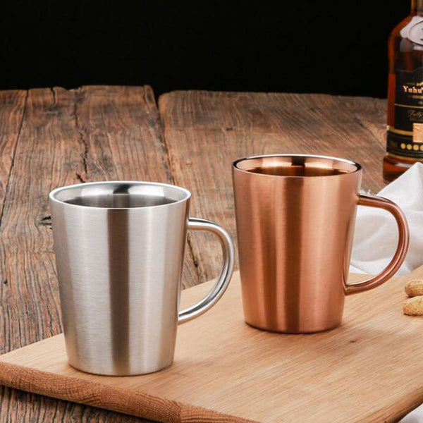 6pcs Double Layer 304 Stainless Steel Rose Gold Silver Mugs