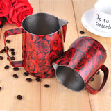 Espresso Coffee Frothing jug- BaristaSpace 1.0 Plus Red Rose Style