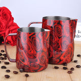 Espresso Coffee Frothing jug- BaristaSpace 1.0 Plus Red Rose Style