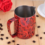 Espresso Coffee Frothing jug- BaristaSpace 1.0 Plus Red Rose Style