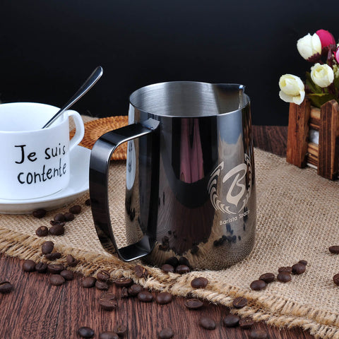 Motta Espresso Coffee Milk Frothing Pitcher Jug – BaristaSpace Espresso  Coffee Tool including milk jug,tamper and distributor for sale.